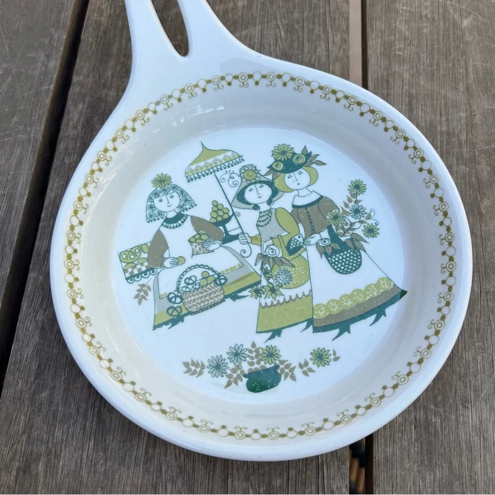 Vintage Turi-Design Market Round Skillet or Spoon Rest Norway Figgjo Flint 6.75”